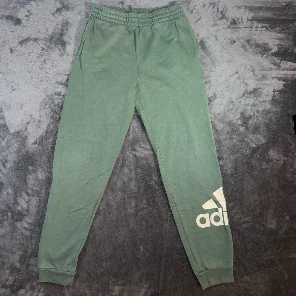 Womens XL Adidas Joggers Green Excellent Fleece Logo Sweatpants